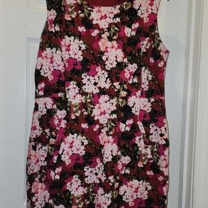 Lands' End Red and Pink Floral Dress